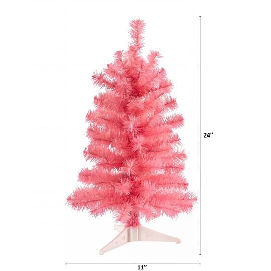 Nearly Natural 24" Unlit Artificial Pink Christmas Tree